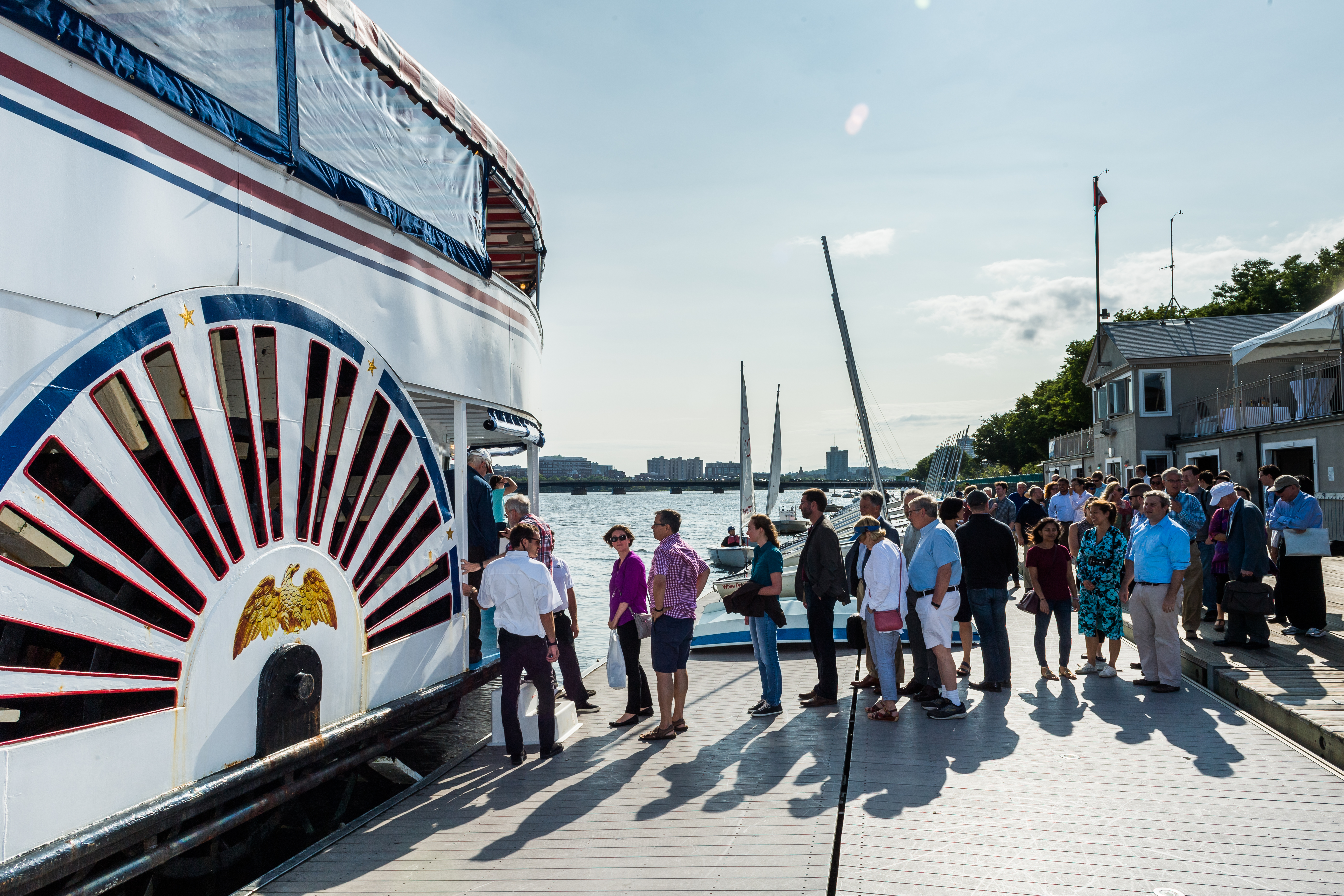 Chemistry Alumni board a riverboat