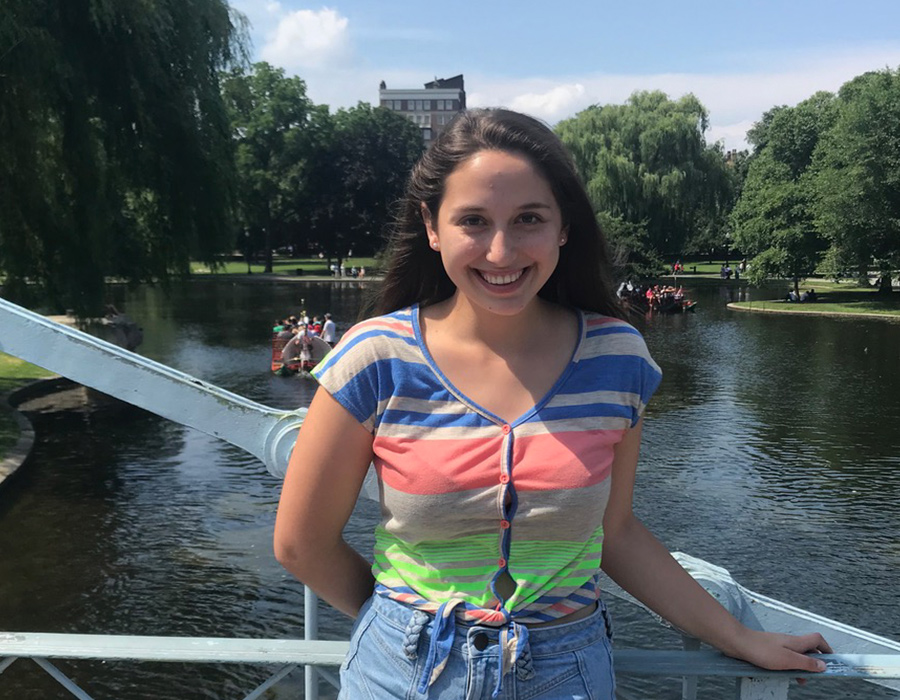 Chemistry and Biology Major Madeleine Kline stands in the Boston Common